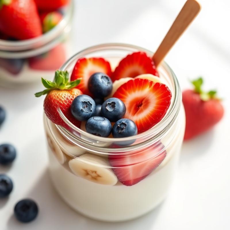 Iogurte natural com frutas vermelhas