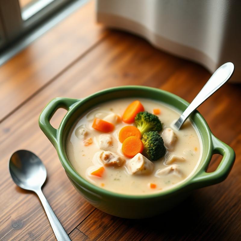 Sopa cremosa de legumes e frango